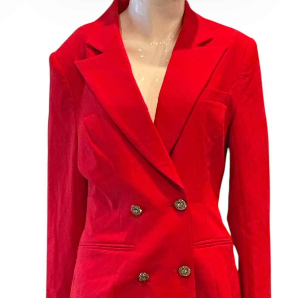Miss Circle Quilla Red Backless Feather Crystal Sleeve Blazer Dress Size NWT - Picture 7 of 15